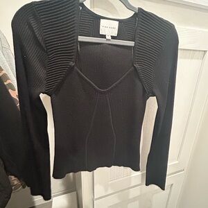 Pink Rose Women's Black Ribbed Blouse